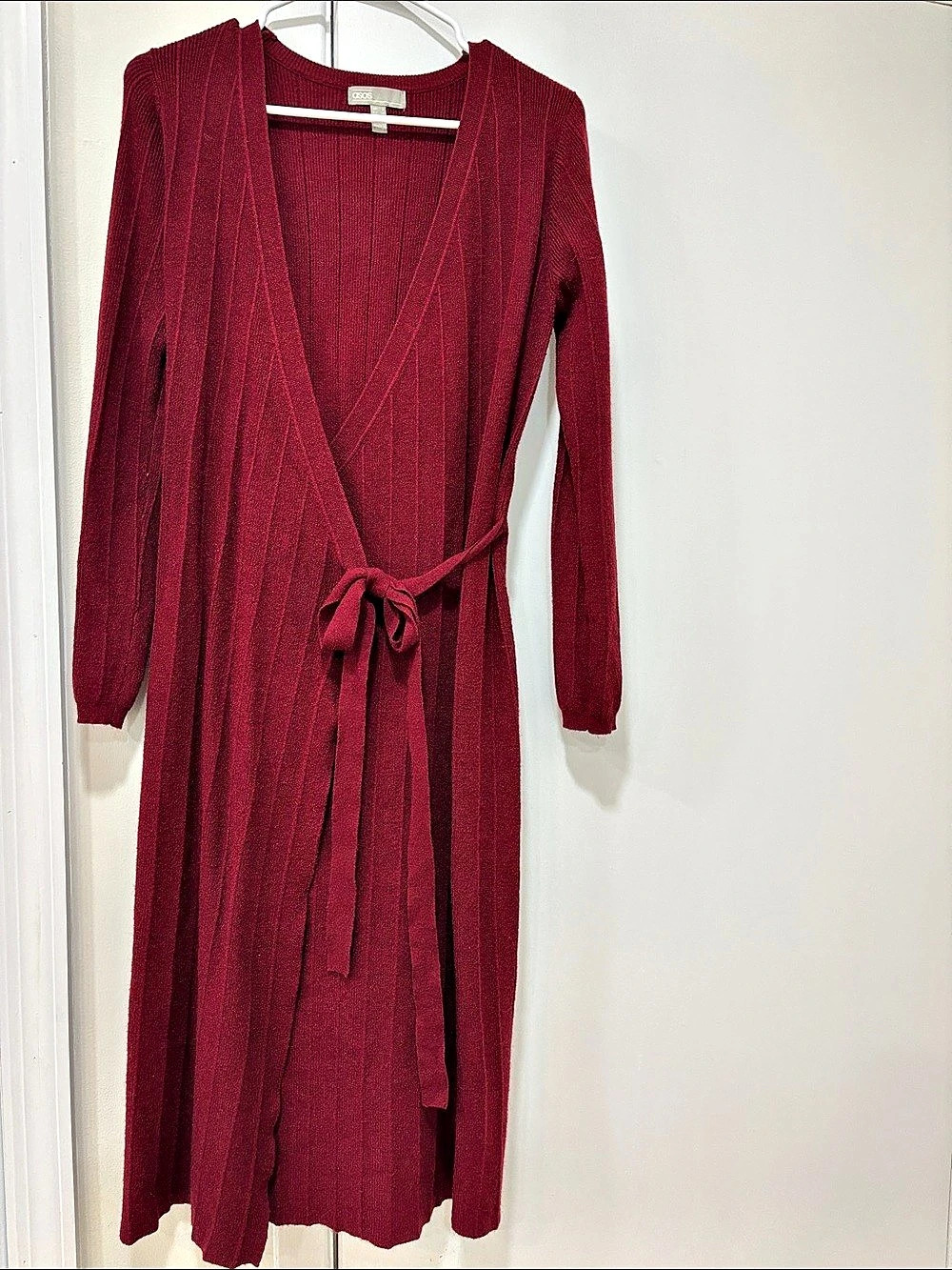 ASOS Burgundy Faux Wrap Knit Maxi Dress Size 4 Like New